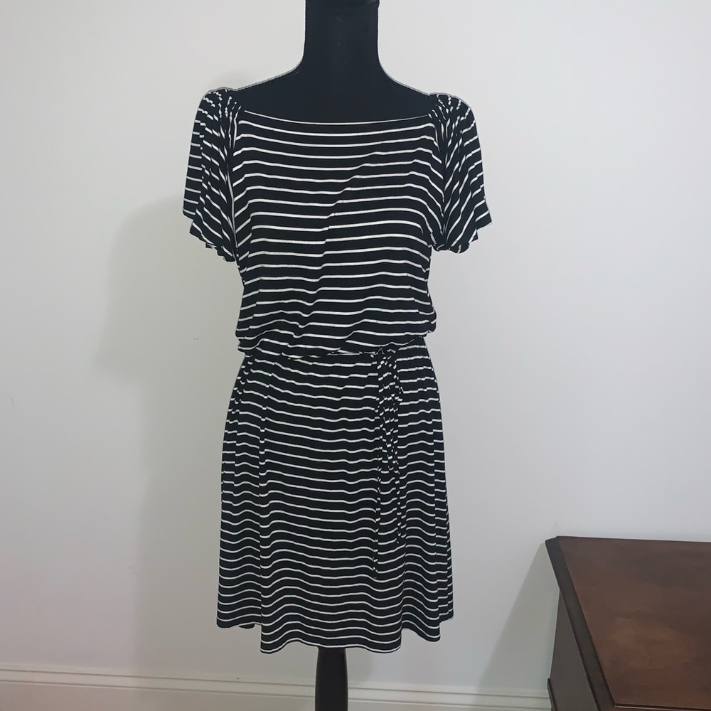 Loft black and white striped dress. Size S.